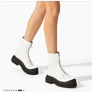 Stuart Weitzman White Charli Zip Sportlift Bootie Creeper Boots 6 W